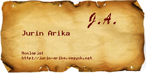 Jurin Arika névjegykártya